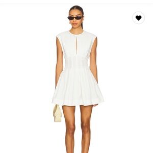L'Academie White Cap-Sleeve Mini Dress